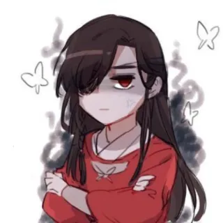 👹 аниме, мультфильм, персонаж, красные глаза, недовольный whatsapp sticker