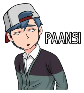 😒 PAANSI cartone animato, ragazzo, cappellino, annoiato, tagalog whatsapp sticker