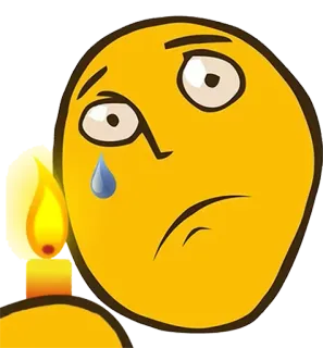 😢 świeca, smutny, łza, żółty, emoji, twarz telegram sticker