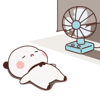 🐼 Мультфильм, Охлаждение, Вентилятор, Жара, Лето, Релакс, Милый telegram sticker