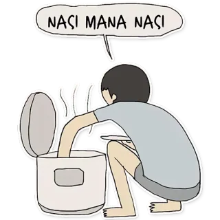 🍚 NASI MANA NASI nourriture, riz, cuisine, dessin animé, malais, indonésie telegram sticker