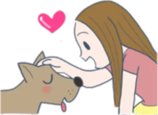 🐶 desenho animado, menina, cachorro, animal de estimação, coração, amor, animal telegram sticker