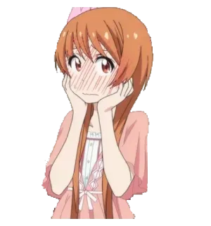 😳 Anime, Blozen, Schattig, Meisje, Lang haar telegram sticker