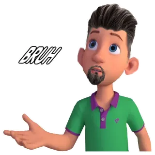 🧐 BRUH 卡通, 男人, 手势, 兄弟 telegram sticker