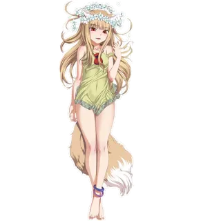 😉 Holo Spice and Wolf Аниме, Персонаж, Холо, Волчица и пряности, Уши, Хвост, Кавай telegram sticker