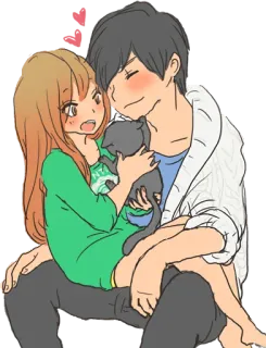 😍 Anime, Casal, Romance, Amor, Desenho animado, Gato telegram sticker