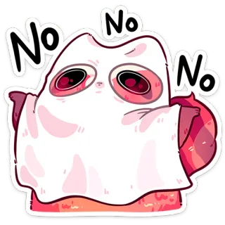 🙅‍♂️ No No No fantasma, não, fofo, desenho animado, adesivo, folha, emoji, mensagem whatsapp sticker