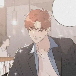 🎞 hombre, anime, manga, personaje, sonriendo, brillos telegram sticker