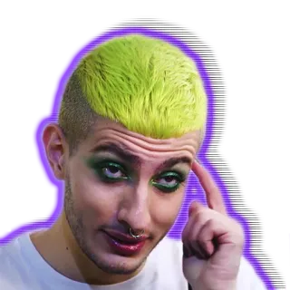 ☝️ osoba, mężczyzna, portret, makijaż, zielone włosy telegram sticker