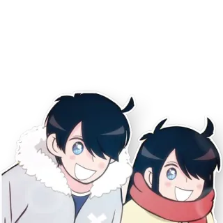 😁 漫画, 笑顔, 冬, コート, カップル telegram sticker