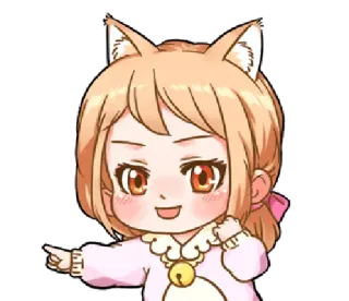 👆 ragazza anime, orecchie da gatto, chibi, carino, kawaii, anime, manga telegram sticker