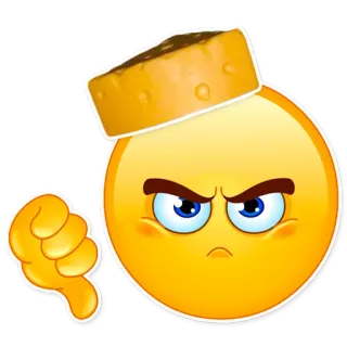 👎 Emoji, Pouce vers le bas, Négatif, Mécontentement, Chapeau fromage telegram sticker
