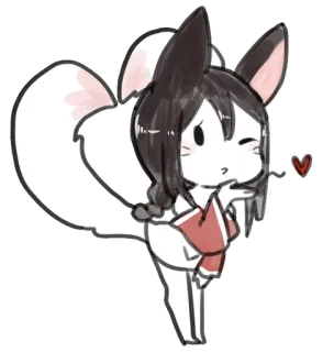 😘 anime, chibi, fox, cute, heart, kawaii telegram sticker