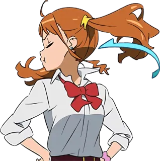 😑 สาวอนิเมะ, ปากคว่ำ, การ์ตูน, ชุดนักเรียน, ผู้หญิง telegram sticker