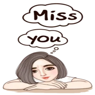 👩‍❤️‍👨 Miss you triste, desaparecido, menina, desenho animado, amor, emocional whatsapp sticker