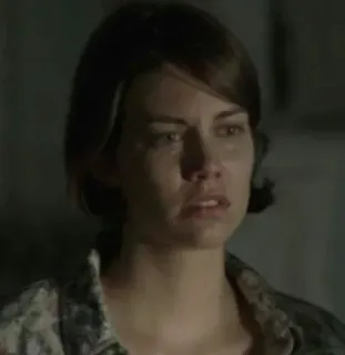 🙂 Maggie Greene The Walking Dead kobieta, zombie, strach, zmartwiona, smutna telegram sticker