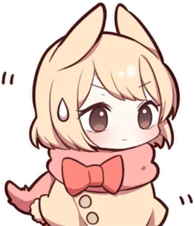 😥 动漫, 可爱, 兔子, Q版, 卡通, 卡哇伊, 贴纸 telegram sticker