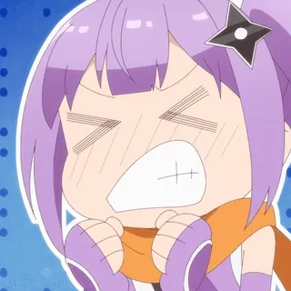 😡 Anime, Manga, Słodkie, Ninja, Chibi, Wyraz twarzy, Fioletowe włosy, Kreskówka telegram sticker