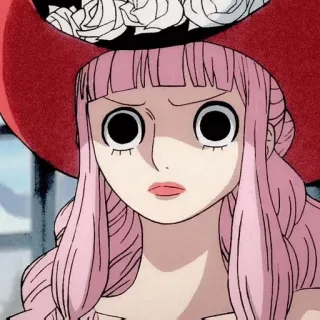 🌸 Perona One Piece Anime, One Piece, Perona, Personaje, Chica, Pelo rosa, Sombrero whatsapp sticker