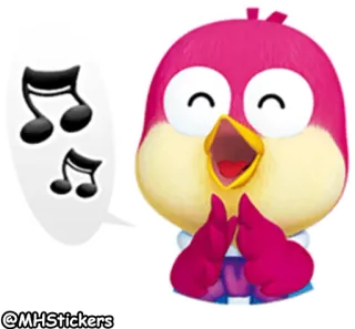 😆 น่ารัก, นก, ร้องเพลง, การ์ตูน, มีความสุข telegram sticker