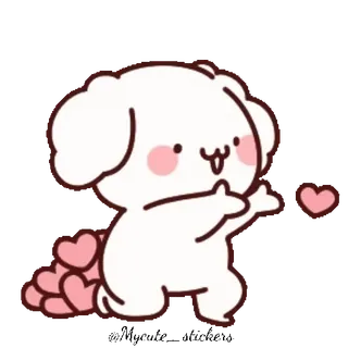 🐶 puppy, dog, cute, hearts, love, cartoon whatsapp sticker