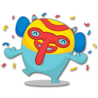 🎉 만화, 축하, 행복, 파티, 기발한, 종이 조각, 괴물 telegram sticker