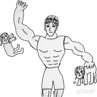 💪 @Y2LAB man, cartoon, children, crying telegram sticker