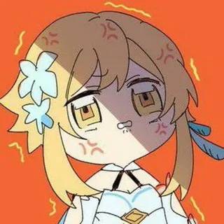 ⛸ Lumine Genshin Impact anime, cartoon, video game, angry, chibi, genshin impact telegram sticker