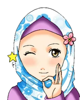 😉 Dibujos animados, Anime, Chica, Hiyab, Musulmán/Musulmana, Personaje whatsapp sticker