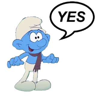 👍 Smurf YES puffo, cartone animato, sì, approvazione telegram sticker