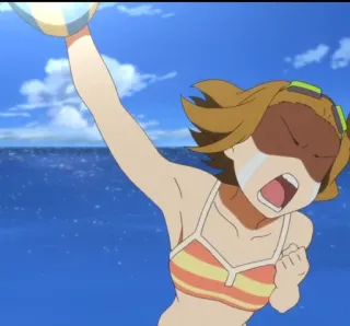 🌟 anime, beach, volleyball, summer, cartoon telegram sticker