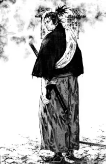⚔ Miyamoto Musashi Vagabond samurái, espada, guerrero, manga, Musashi whatsapp sticker