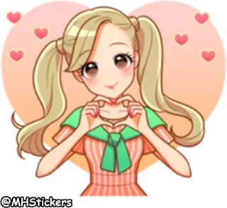 🙆 @MHStickers Anime, Desenho animado, Corações, Menina, Bonito, Sticker telegram sticker