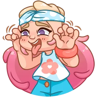😛 kreskówka, dziewczyna, naklejka, śmieszna mina, język na wierzchu, słodki, rozbrykany telegram sticker