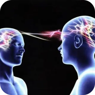 🔗 telepathy, mind connection, communication, brain, consciousness, energy, connection, science, psychic, conceptual telegram sticker