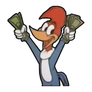 💵 Woody Woodpecker cartoon, money, cash, woody woodpecker telegram sticker