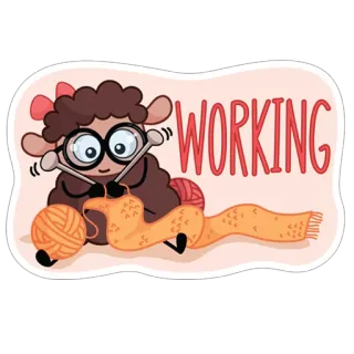😊 WORKING sheep, knitting, yarn, craft, hobby whatsapp sticker