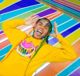 🧑‍🎤 6ix9ine rappeur, musique, chanteur, coloré, portrait telegram sticker