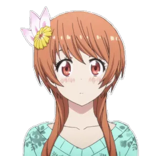 😐 Аниме, Девушка, Милая, Персонаж, Цветок whatsapp sticker