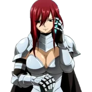 🦔 Erza Scarlet Fairy Tail Erza Scarlet, Fairy Tail, anime, character, red hair, armor telegram sticker