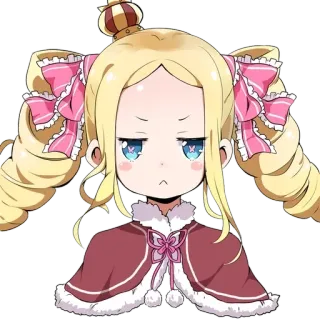 😑 Beatrice Re:Zero Anime, Manga, Dibujos animados, Retrato, Corona, Personaje, Re:Zero, Beatrice telegram sticker