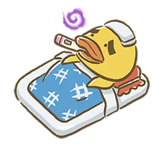 🤧 doente, peixe, termômetro, cama, fofo, desenho animado whatsapp sticker