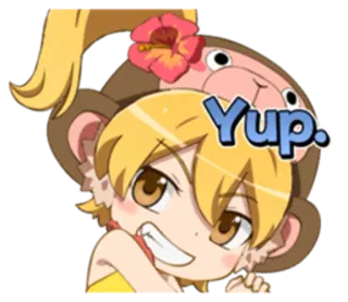 😁 Yup. anime, monkey, sticker, cartoon telegram sticker