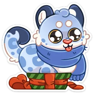 😛 สติกเกอร์, น่ารัก, สัตว์, ฤดูหนาว, แมว, เสือดาวหิมะ whatsapp sticker
