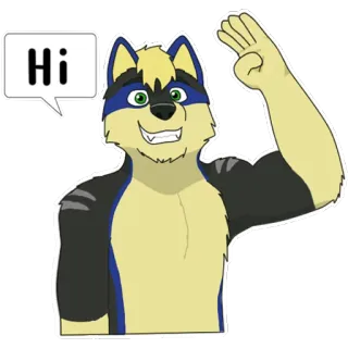😀 Hi Furry, Animal, Saudação, Desenho animado, Personagem, Acenando, Amigável telegram sticker