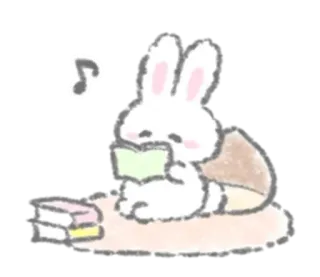 🍨 lapin, lecture, mignon, livre, animal, kawaii telegram sticker