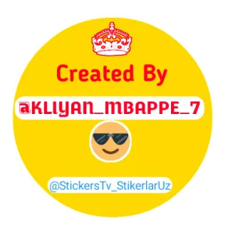 💪 Created By @KLIYAN_MBAPPE_7
@StickersTv_StikerlarUz sticker, username, emoji, crown, created by, text telegram sticker