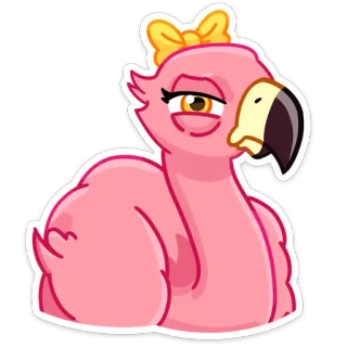 😠 フラミンゴ, 鳥, 動物, ピンク, 漫画, 可愛い telegram sticker