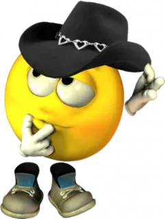 🤠 Emoji, Vaquero, Sombrero, Western, Pensando whatsapp sticker