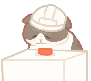 🐾 hope.dreams/ 猫, 建設, 動物, 可愛い, ボタンを押す, ステッカー, ヘルメット telegram sticker